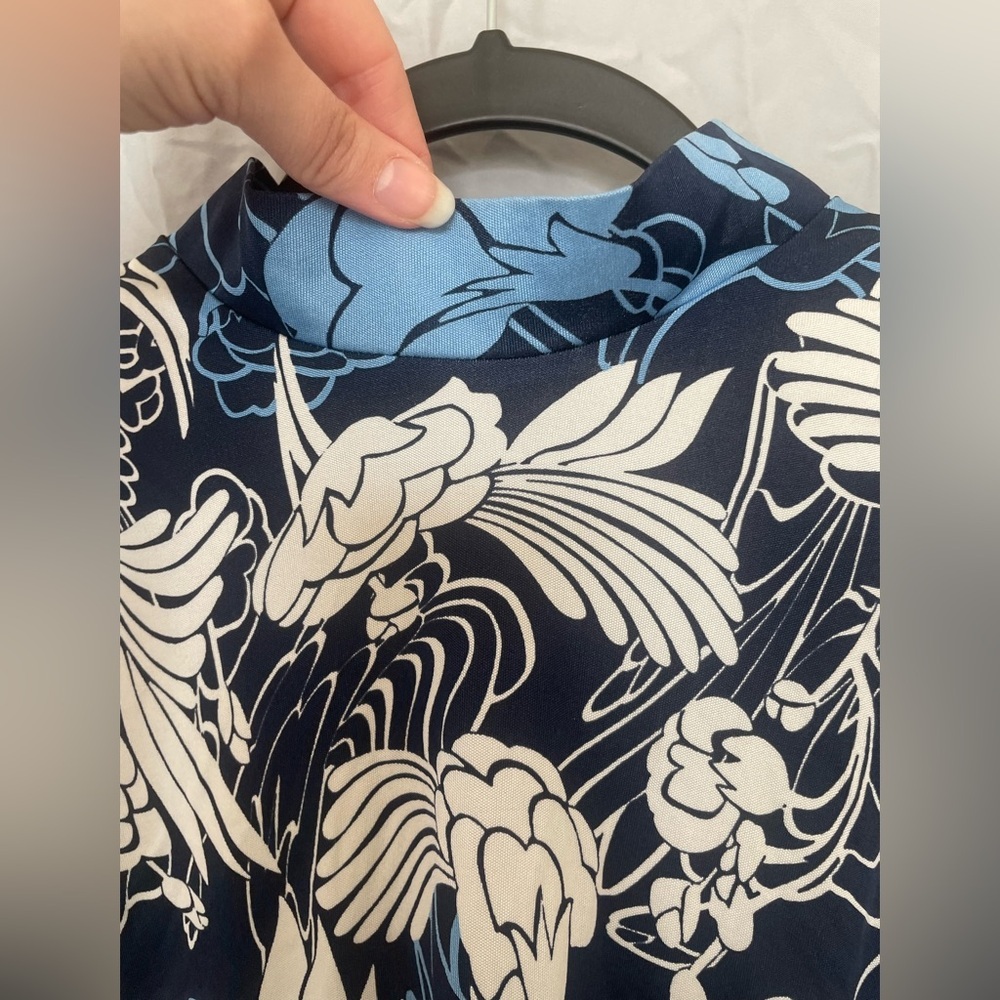 miu miu blue floral sleeveless mock neck blouse | XS - Picture 3 of 9